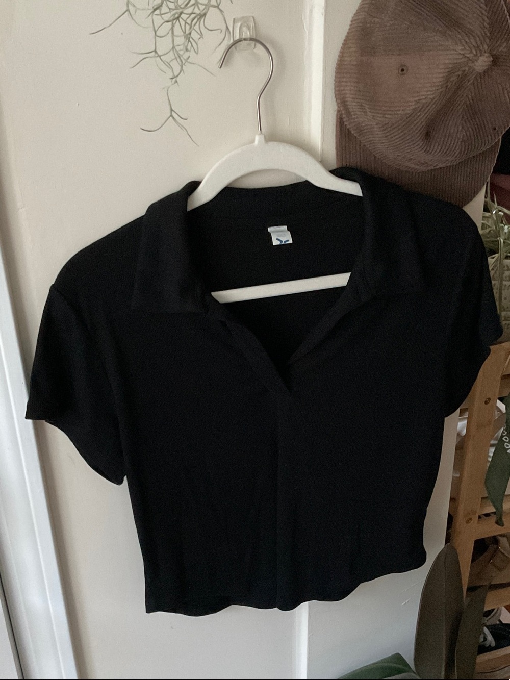 Old Navy Black Cropped Polo Top - Women's